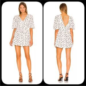 For Love & Lemons Connie Mini Dress in Ivory Daisy Seersucker Women’s SIZE SM